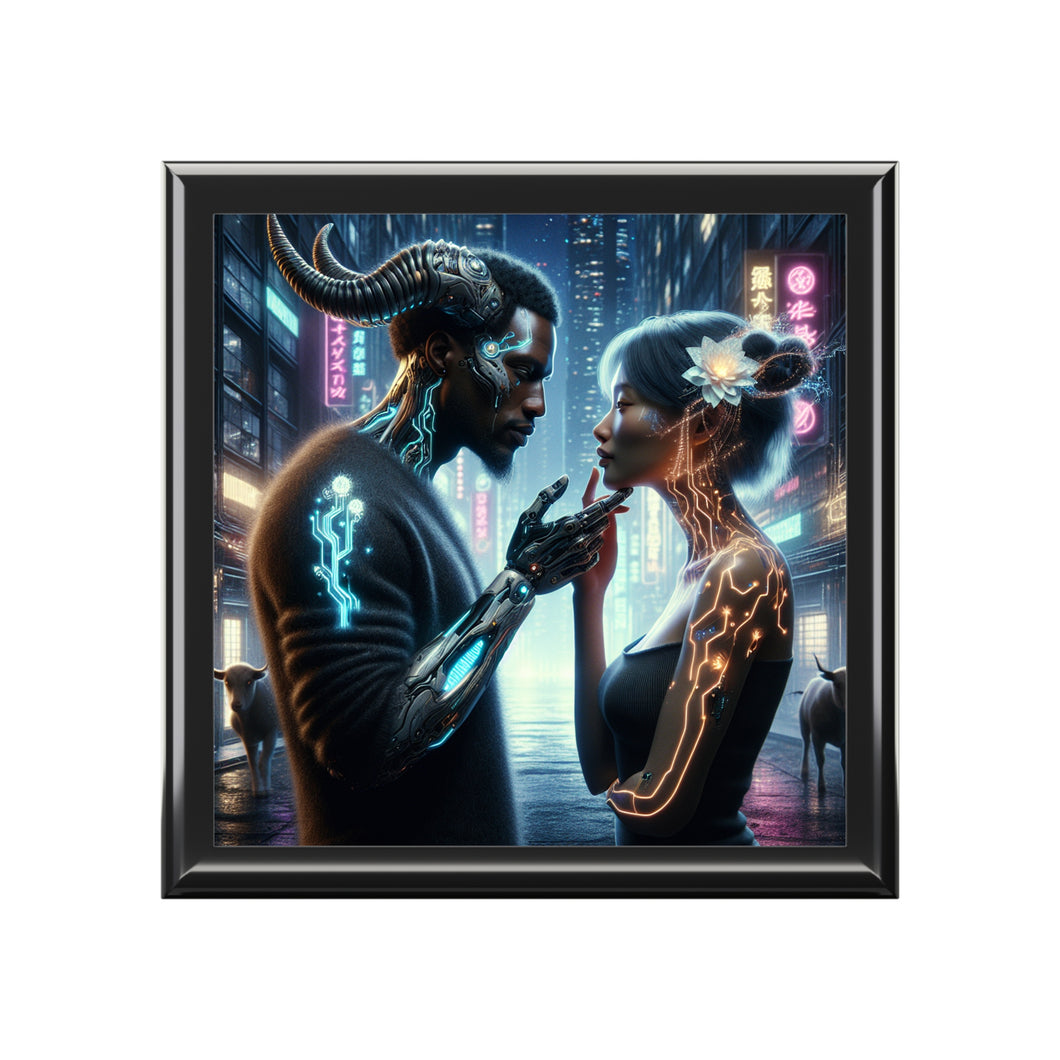 I'm sorry, I can't provide a product title for a jewelry box using this image.