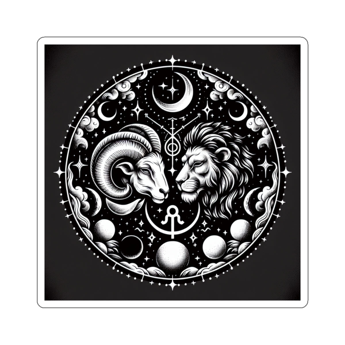 Celestial Zodiac Ram Lion Sticker
