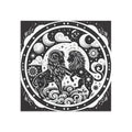 Cosmic Zodiac Ram Lion Necklace