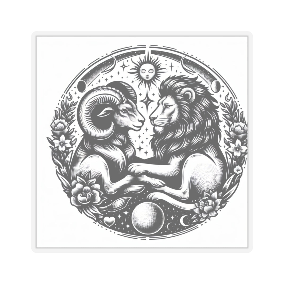 Celestial Lion and Ram Sticker