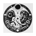 Zodiac Harmony Aries and Leo Black and White Art Matte Canvas Print - Stretched 0.75 Inch