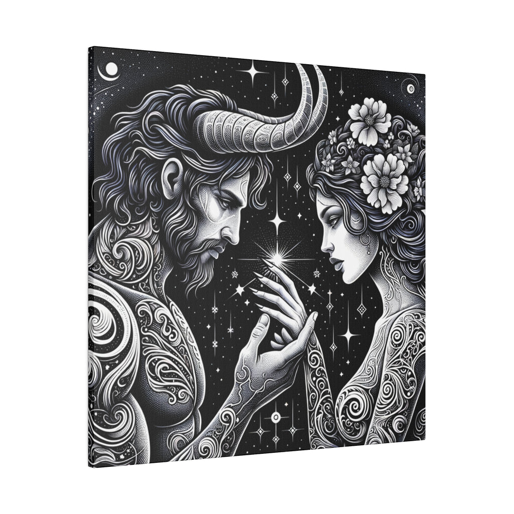Celestial Embrace - Cosmic Lovers Matte Canvas Art 0.75 Inch Frame