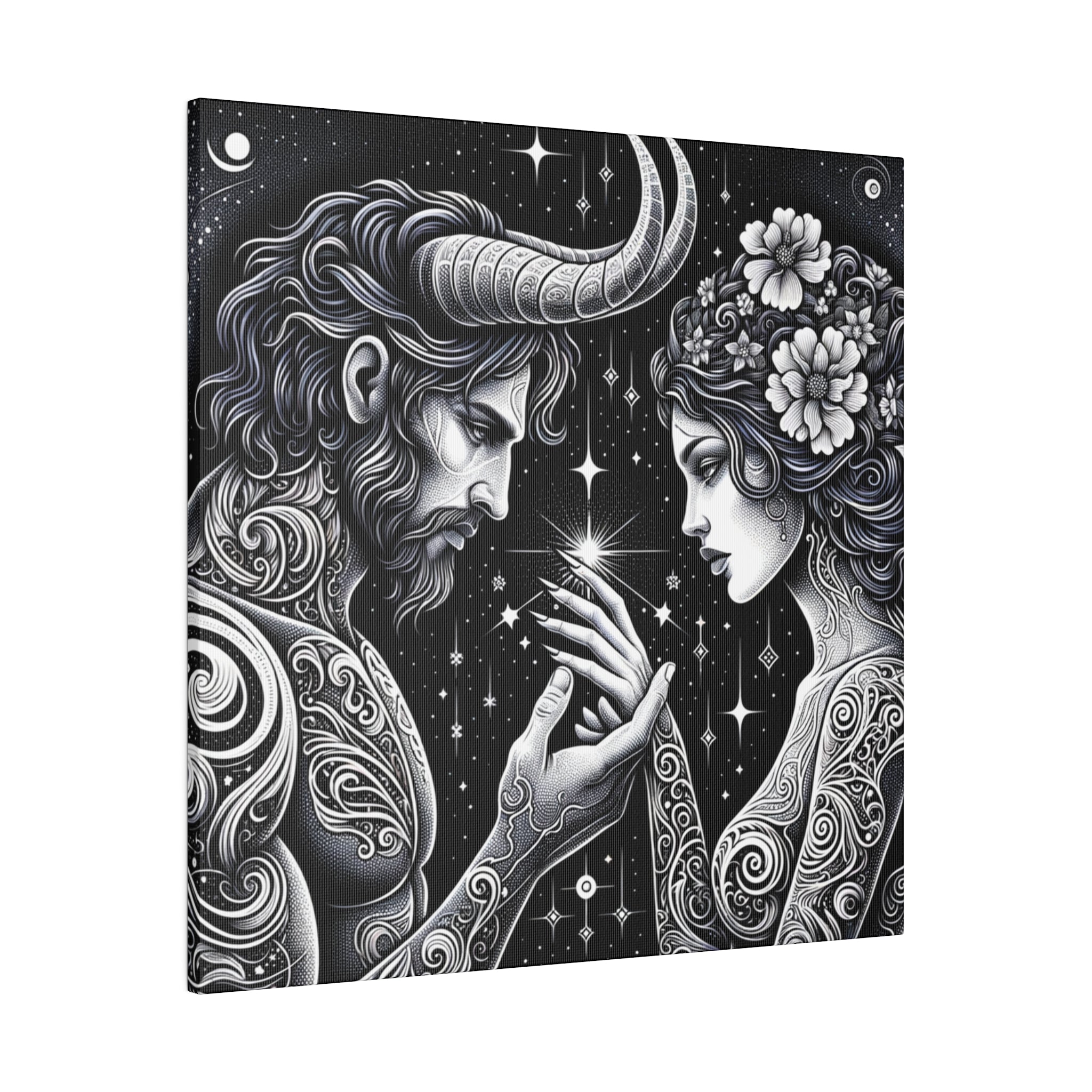 Celestial Embrace - Cosmic Lovers Matte Canvas Art 0.75 Inch Frame