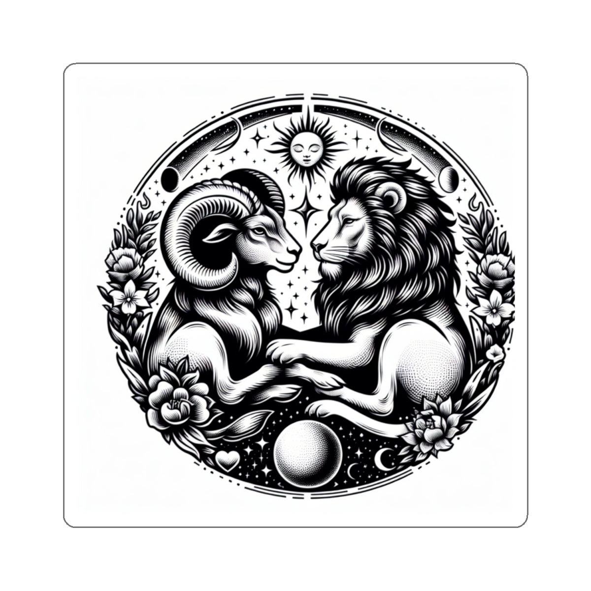 Celestial Lion and Ram Sticker