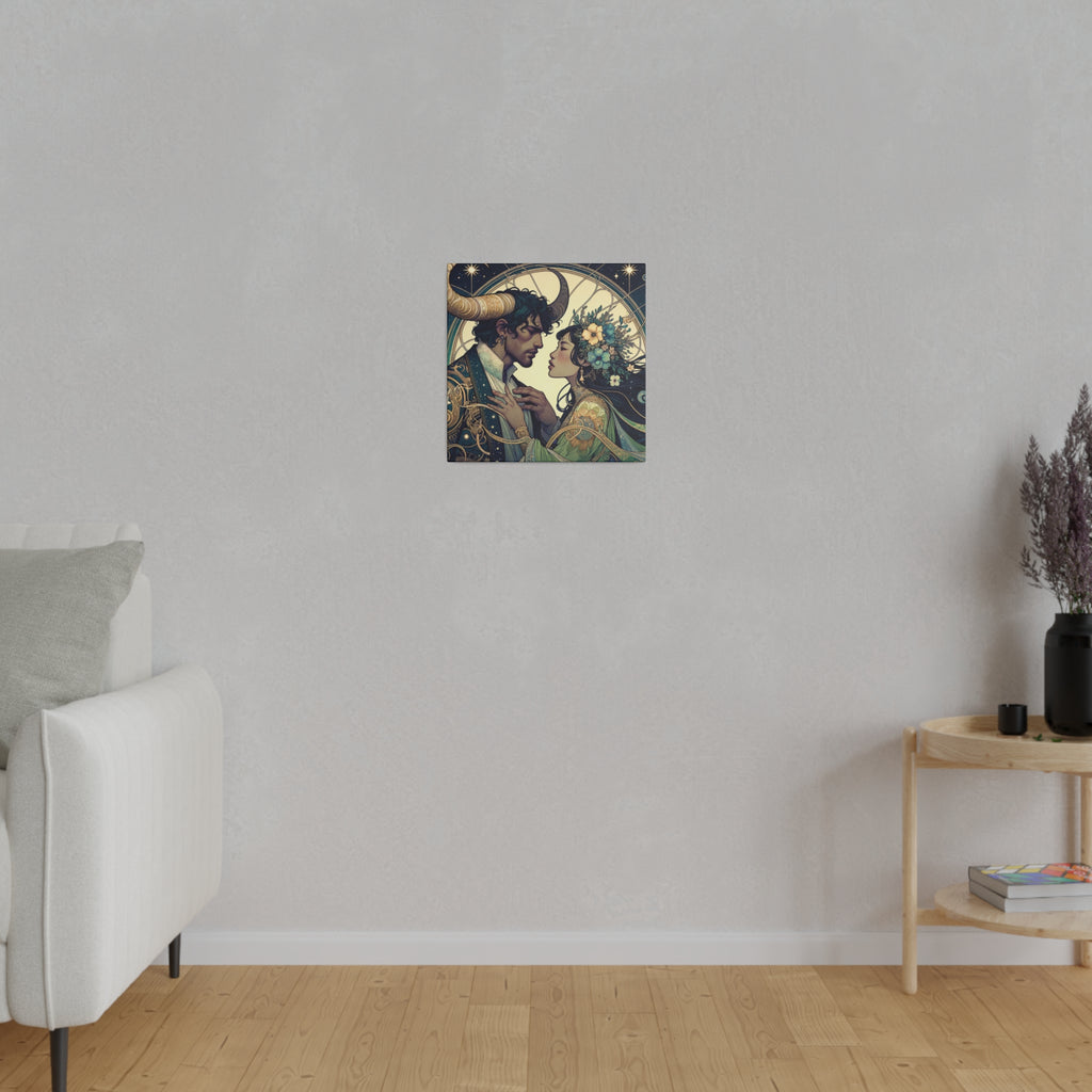 Celestial Embrace - Zodiac-Inspired Art on Matte Canvas Stretched 0.75 Inch