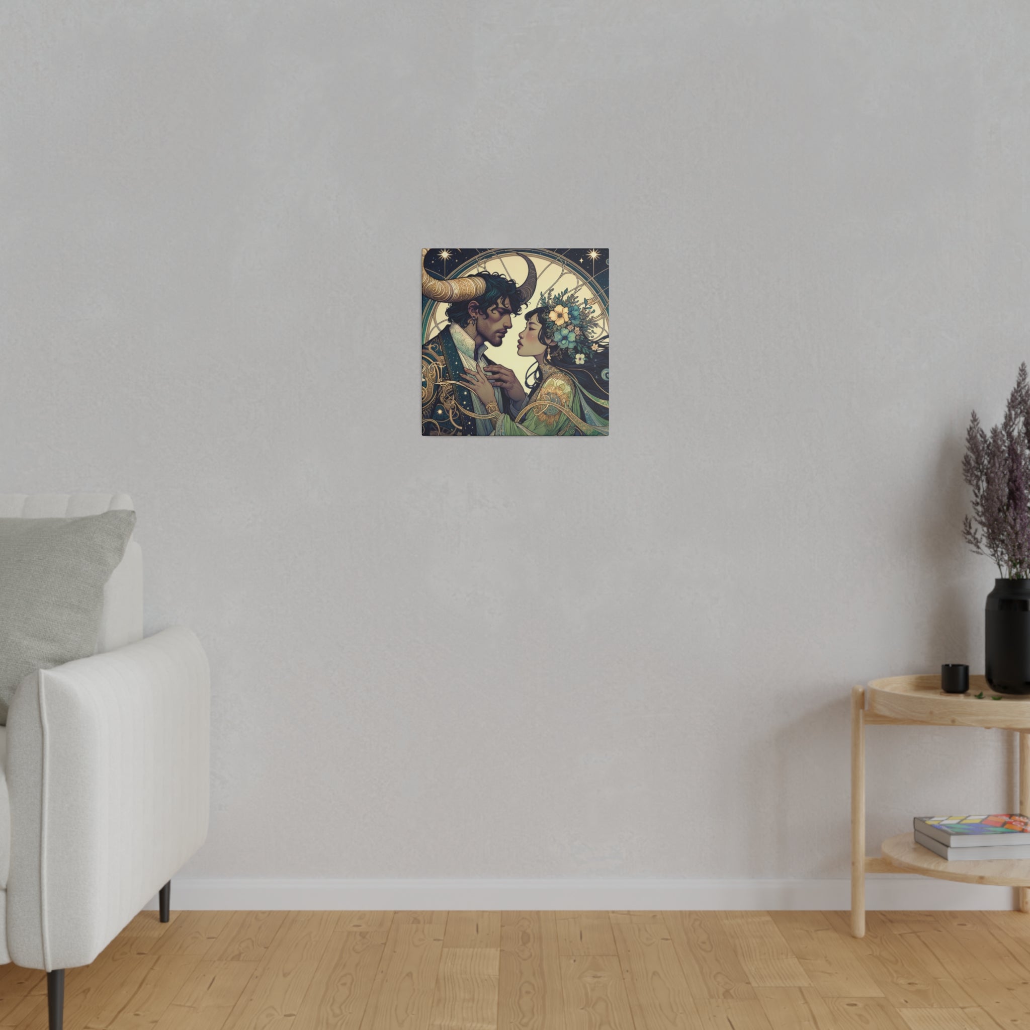 Celestial Embrace - Zodiac-Inspired Art on Matte Canvas Stretched 0.75 Inch