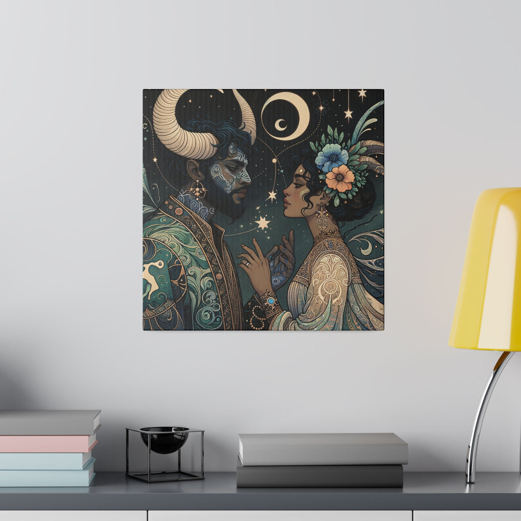 Celestial Embrace - Cosmic Lovers Art Matte Canvas Print, Stretched 0.75 Inch
