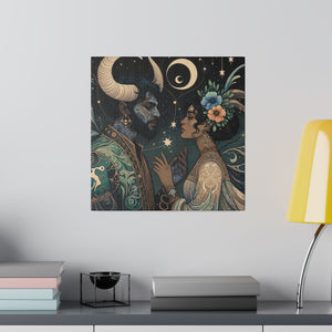 Celestial Embrace - Cosmic Lovers Art Matte Canvas Print, Stretched 0.75 Inch