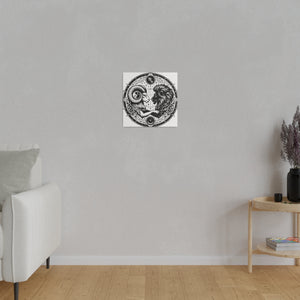 Astrological Aries and Leo Black and White Artwork on Matte Canvas