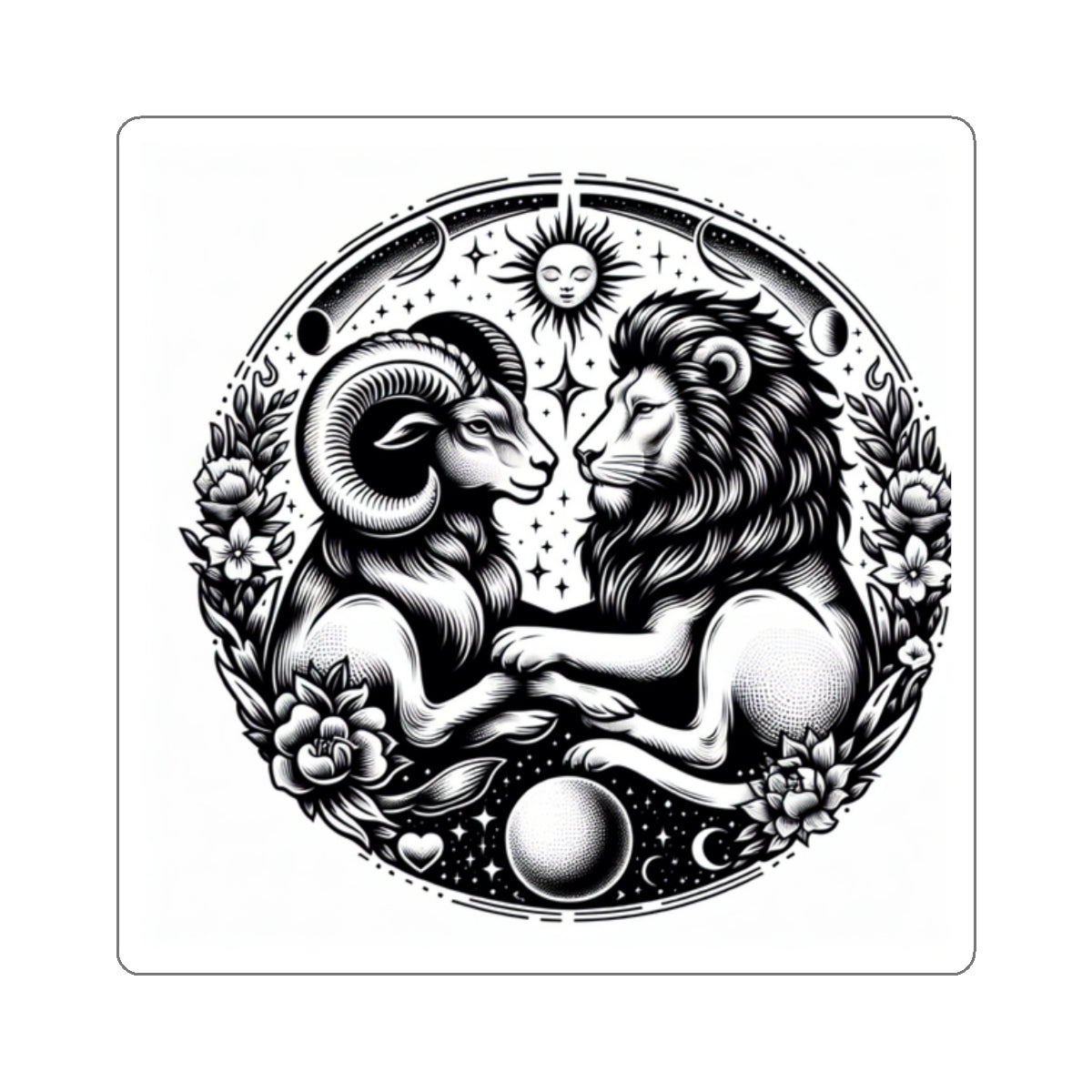 Celestial Lion and Ram Sticker