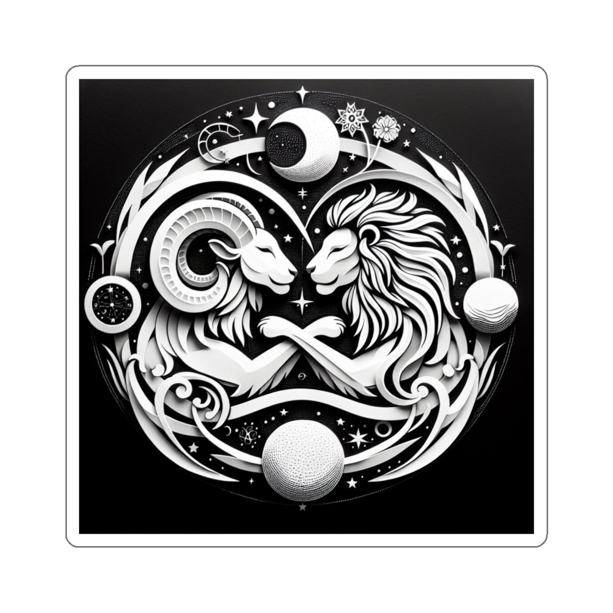 Celestial Lion and Ram Sticker