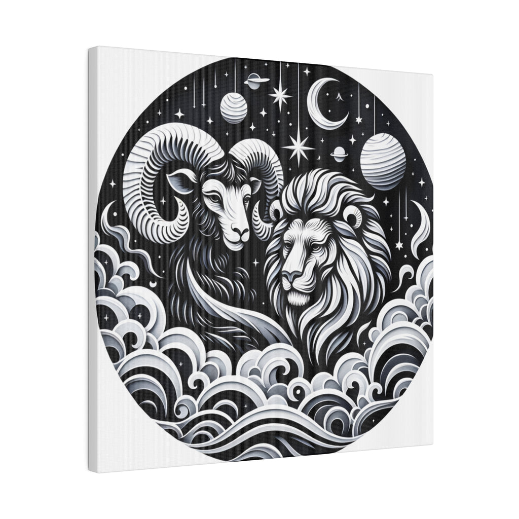 Celestial Zodiac Aries and Leo Harmony Matte Canvas Art - Stretched 0.75 Inch