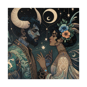 Celestial Embrace - Cosmic Lovers Art Matte Canvas Print, Stretched 0.75 Inch