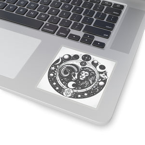Astrological Lion and Ram Sticker