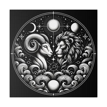 Load image into Gallery viewer, Celestial Zodiac Aries and Leo Harmony Matte Canvas Art
