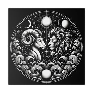 Celestial Zodiac Aries and Leo Harmony Matte Canvas Art