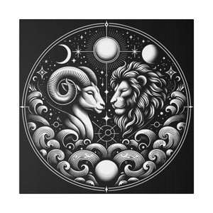 Celestial Zodiac Aries and Leo Harmony Matte Canvas Art
