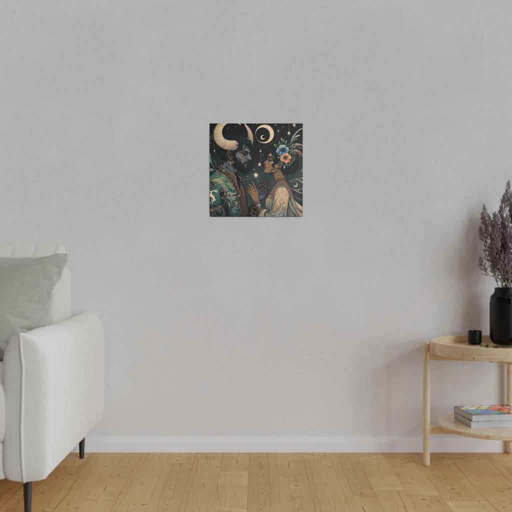 Celestial Embrace - Cosmic Lovers Art Matte Canvas Print, Stretched 0.75 Inch