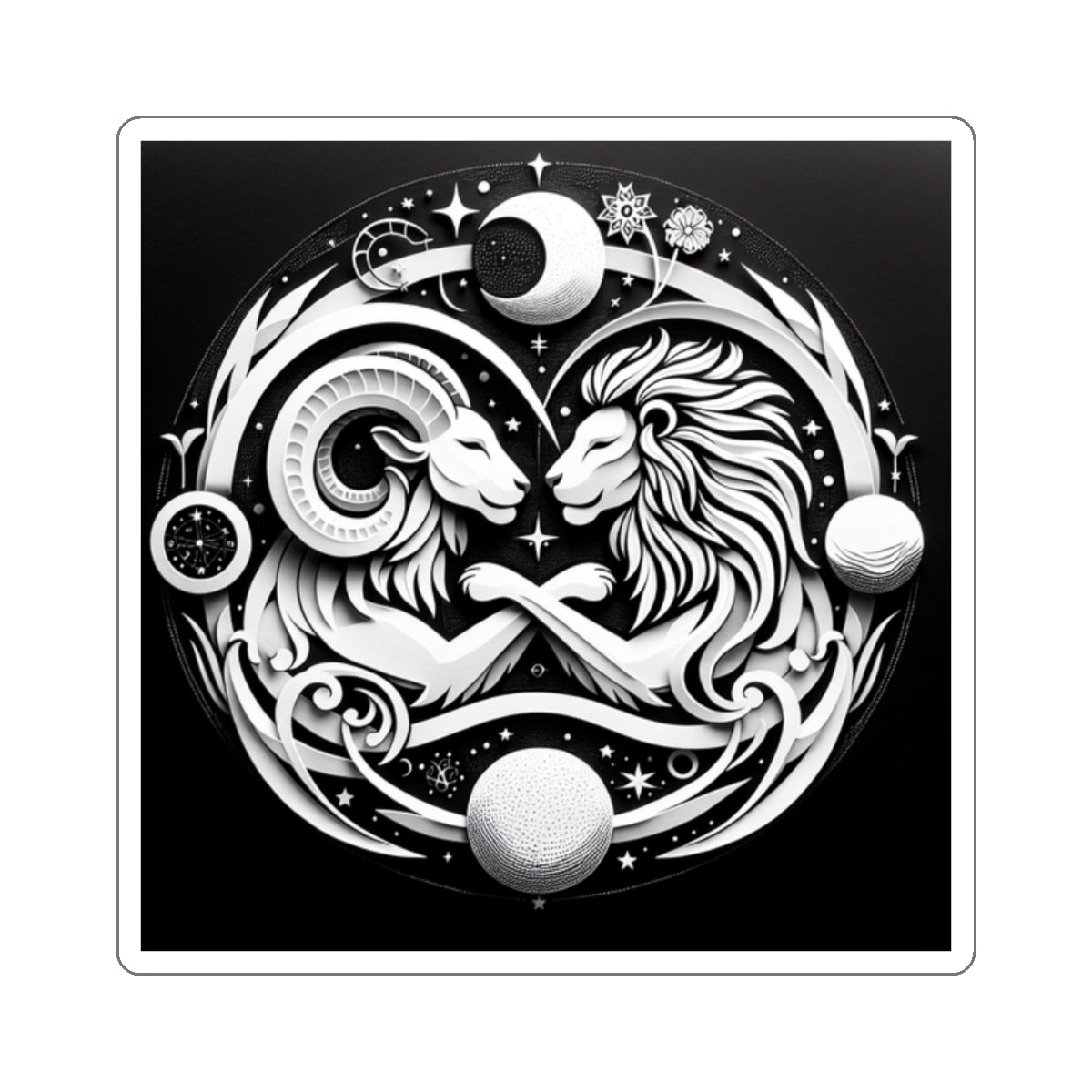 Celestial Lion and Ram Sticker