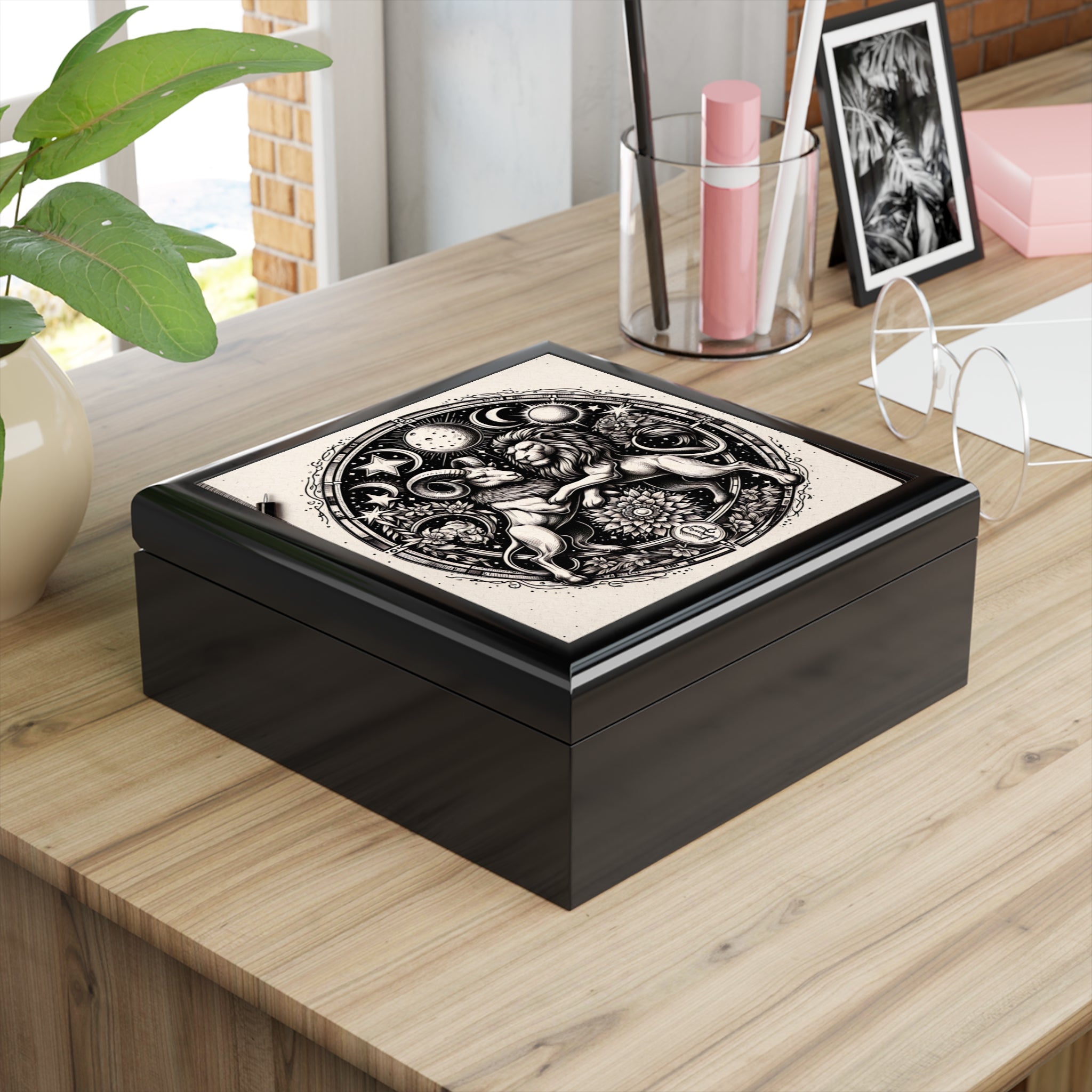 Astrological Lions Elegant Jewelry Box
