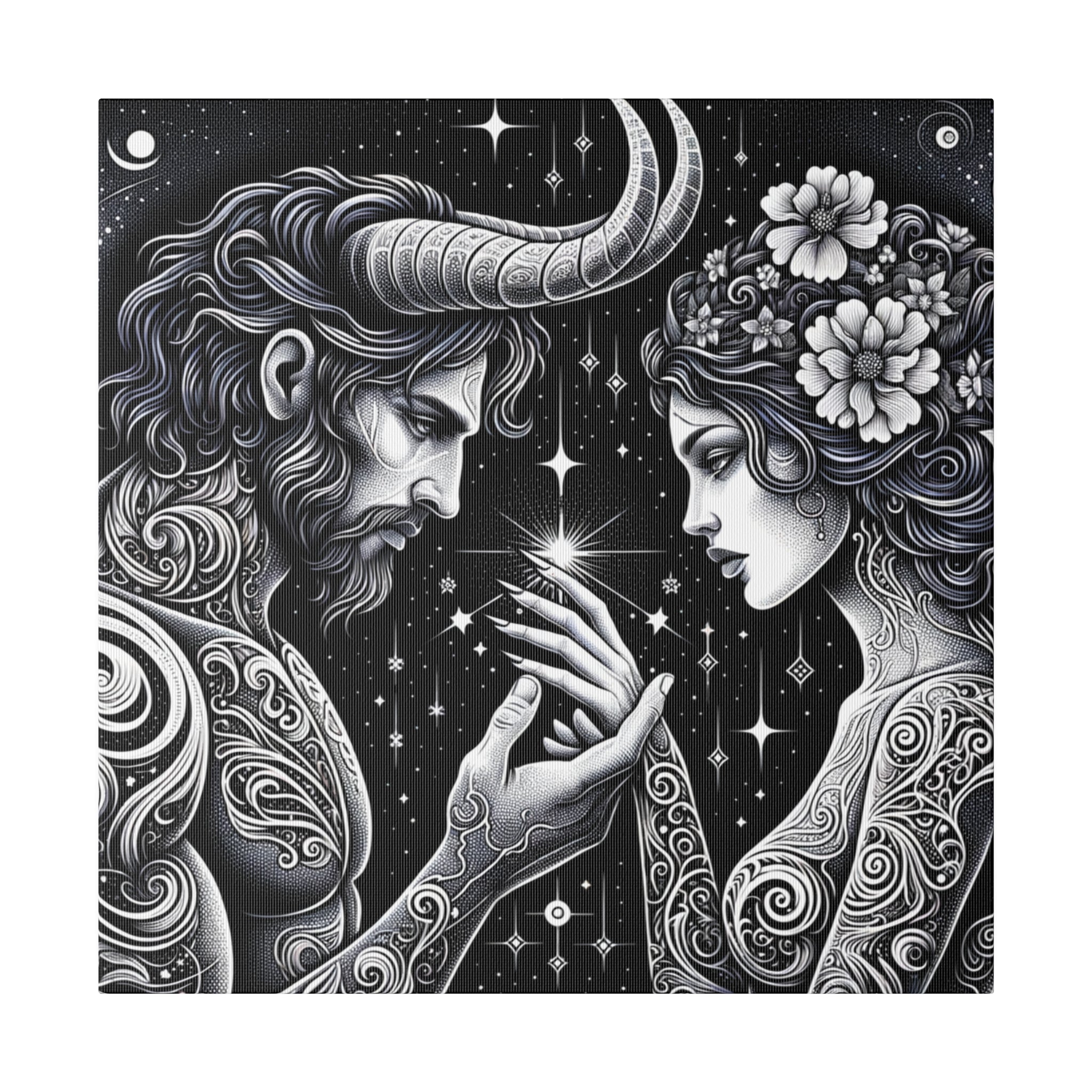 Celestial Embrace - Cosmic Lovers Matte Canvas Art 0.75 Inch Frame