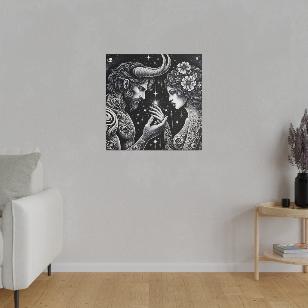 Celestial Embrace - Cosmic Lovers Matte Canvas Art 0.75 Inch Frame