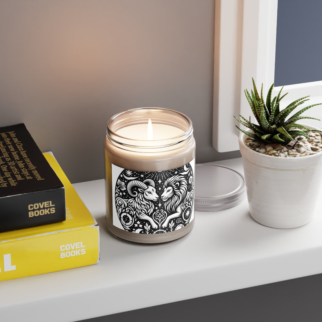 Celestial Harmony Aries & Leo Zodiac Soy Candle - 9 oz Mystic Essence Series