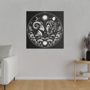 Celestial Zodiac Aries and Leo Harmony Matte Canvas Art