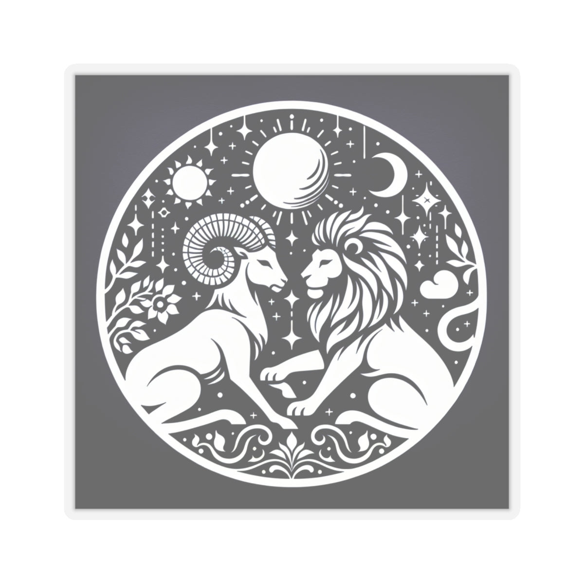 Celestial Lion and Ram Sticker