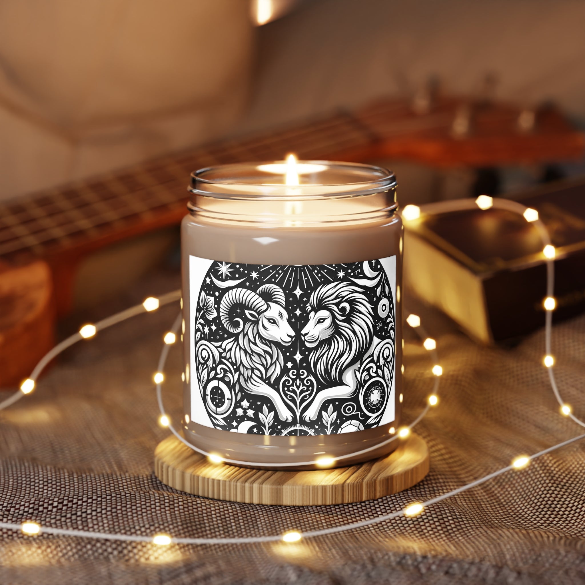 Celestial Harmony Aries & Leo Zodiac Soy Candle - 9 oz Mystic Essence Series