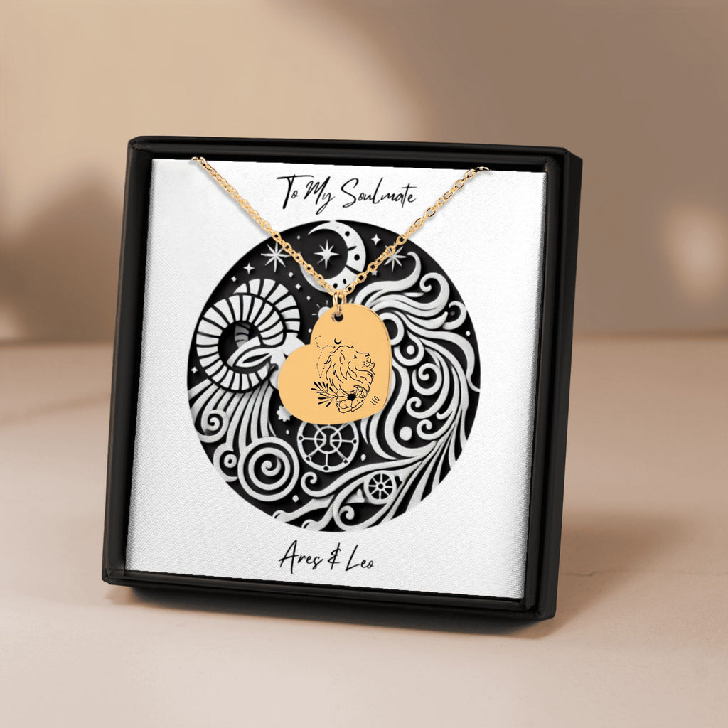 Aries & Leo Zodiac Sign Heart Necklace