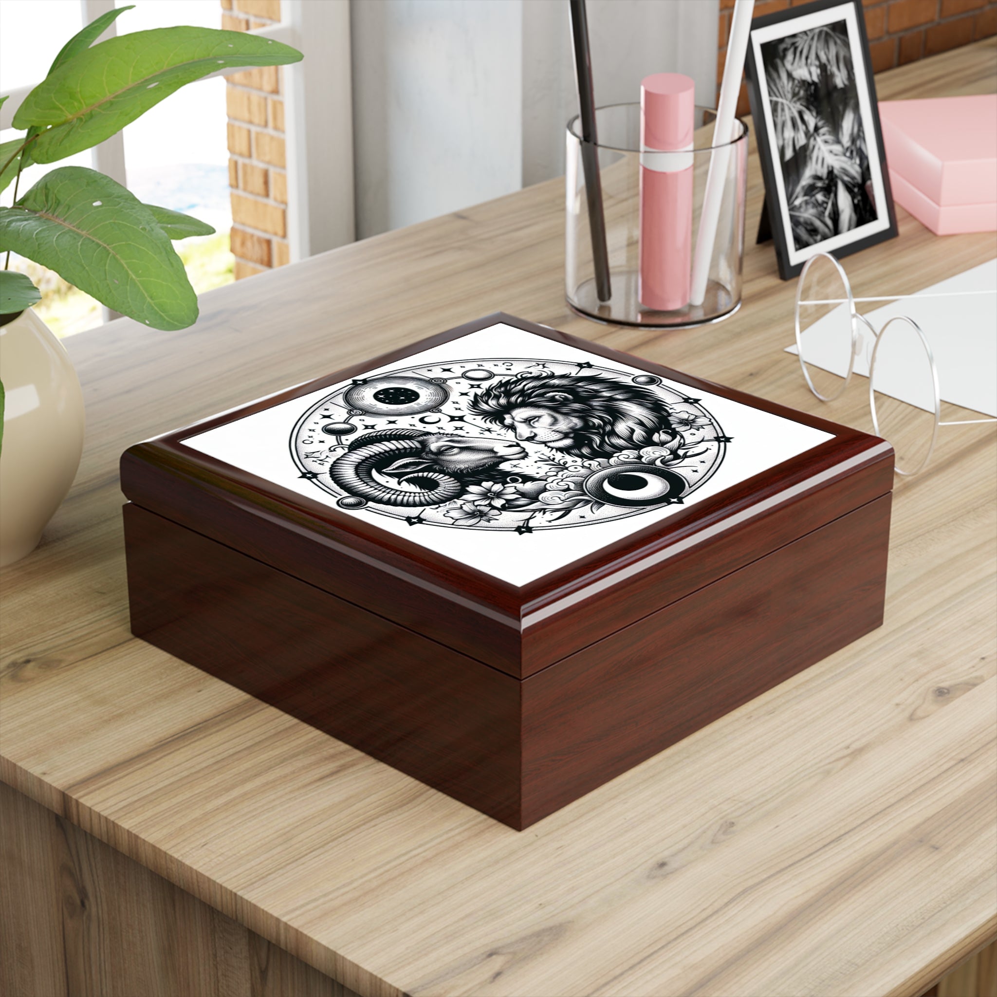 Zodiac Engraved Celestial Jewelry Box