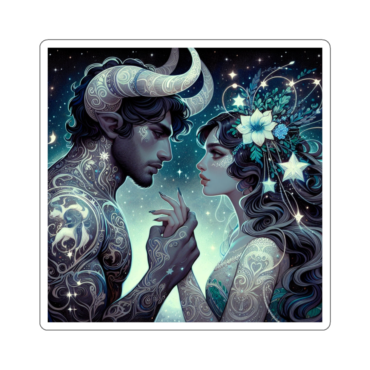 Celestial Lovers Kiss-Cut Sticker
