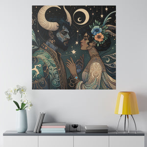 Celestial Embrace - Cosmic Lovers Art Matte Canvas Print, Stretched 0.75 Inch