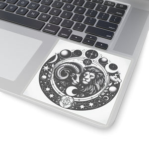 Astrological Lion and Ram Sticker