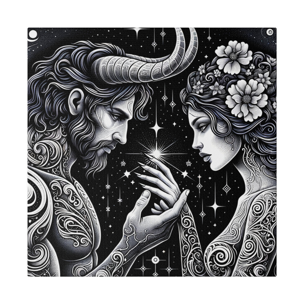 Celestial Embrace - Cosmic Lovers Matte Canvas Art 0.75 Inch Frame