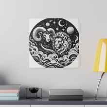 Load image into Gallery viewer, Celestial Zodiac Aries and Leo Harmony Matte Canvas Art - Stretched 0.75 Inch
