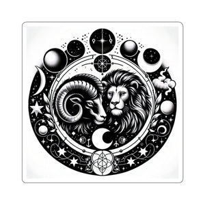 Astrological Lion and Ram Sticker