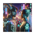 Cyberpunk Romance - Neon Dreamscape Matte Canvas Art 0.75 Inch Frame