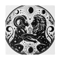 Celestial Harmony Aries and Leo Zodiac Matte Canvas Art