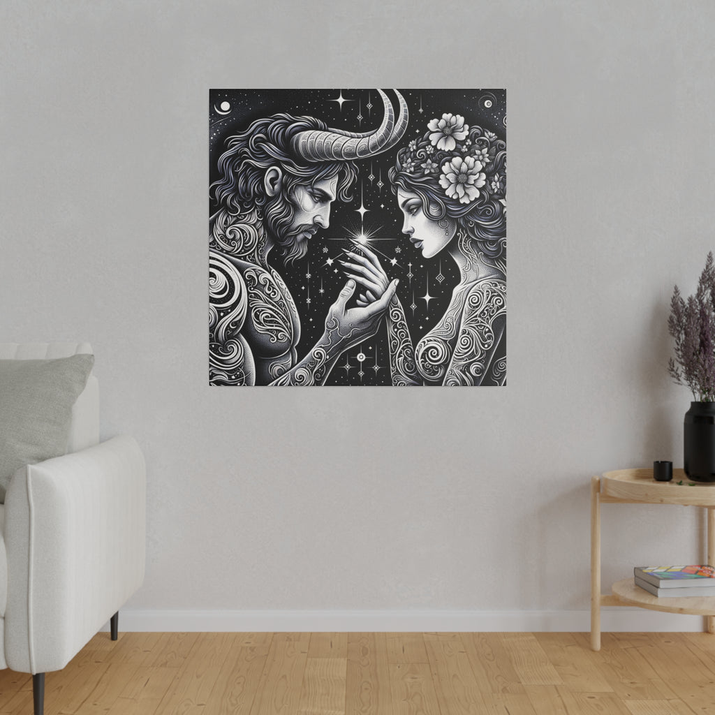 Celestial Embrace - Cosmic Lovers Matte Canvas Art 0.75 Inch Frame