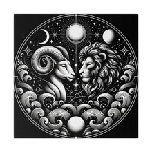 Load image into Gallery viewer, Celestial Zodiac Aries and Leo Harmony Matte Canvas Art

