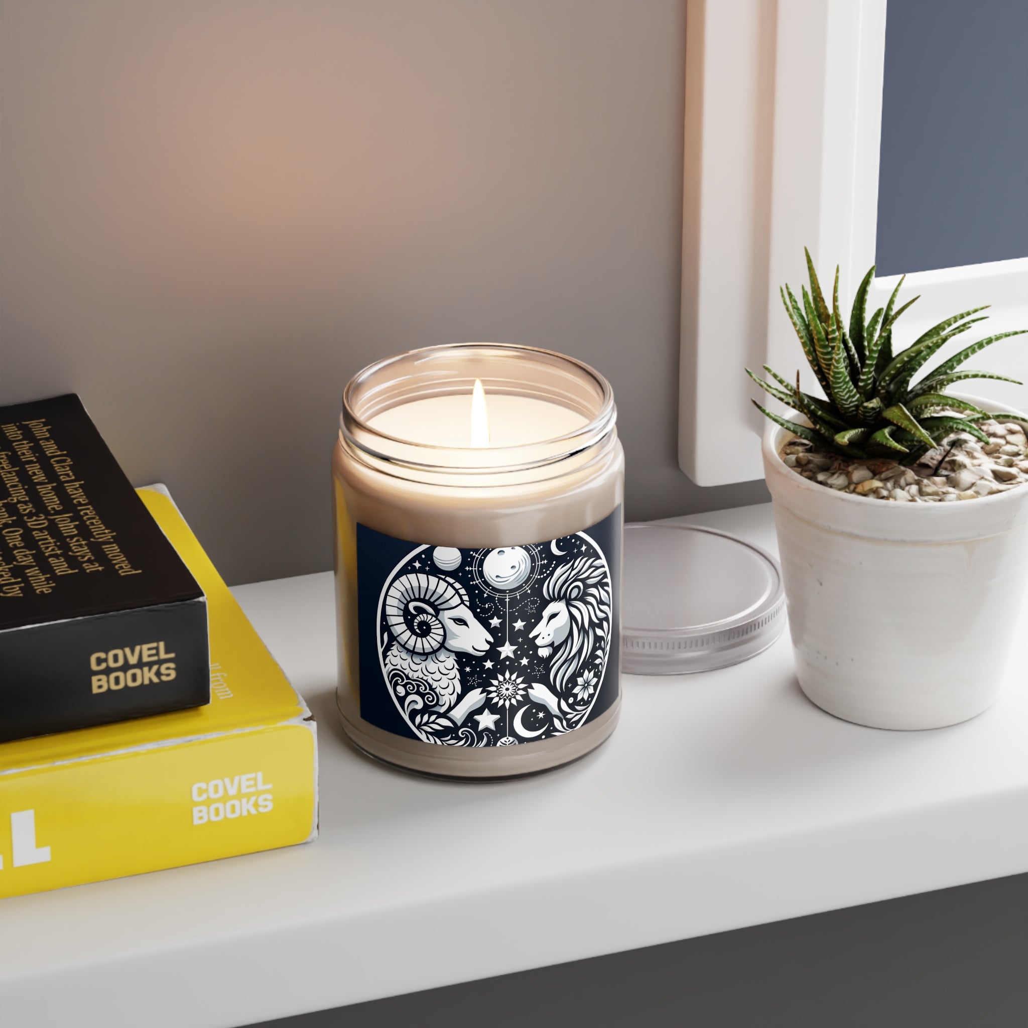 Celestial Harmony Aries & Leo Zodiac Scented Soy Candle, 9 oz.