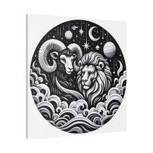 Load image into Gallery viewer, Celestial Zodiac Aries and Leo Harmony Matte Canvas Art - Stretched 0.75 Inch
