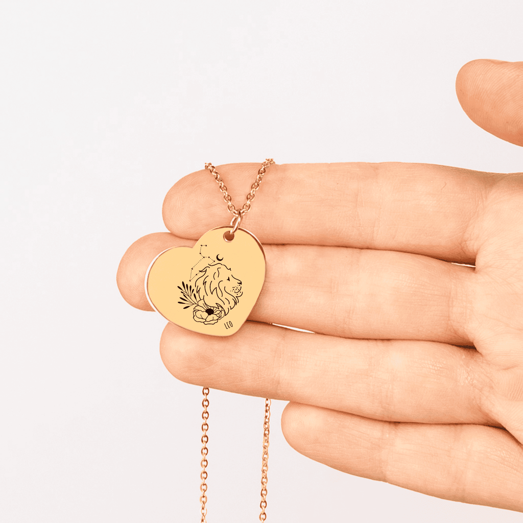 Aries & Leo Zodiac Sign Heart Necklace
