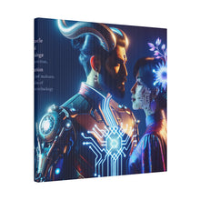 Load image into Gallery viewer, Futuristic Fantasy Portrait Matte Canvas Art - Cybernetic Romance - Stretched 0.75 Inch Frame
