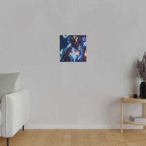 Futuristic Fantasy Portrait Matte Canvas Art - Cybernetic Romance - Stretched 0.75 Inch Frame