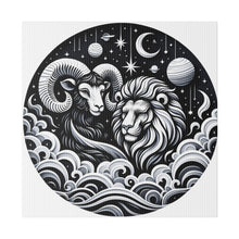 Load image into Gallery viewer, Celestial Zodiac Aries and Leo Harmony Matte Canvas Art - Stretched 0.75 Inch
