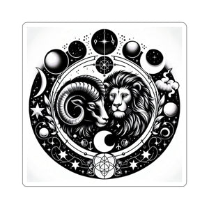 Astrological Lion and Ram Sticker