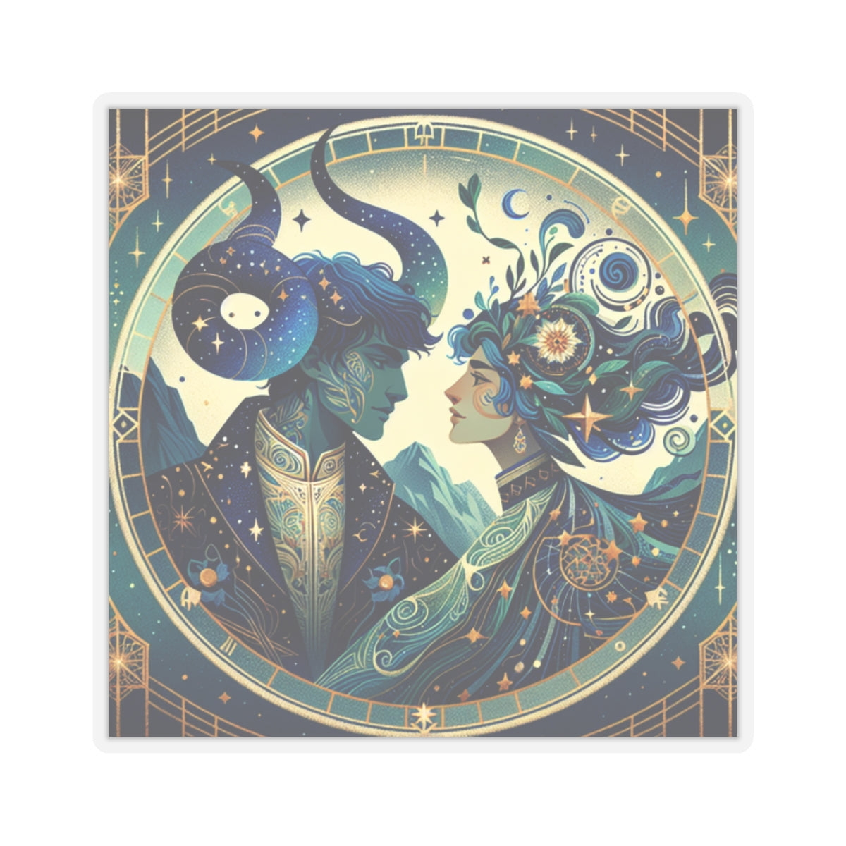 Celestial Zodiac Embrace Sticker